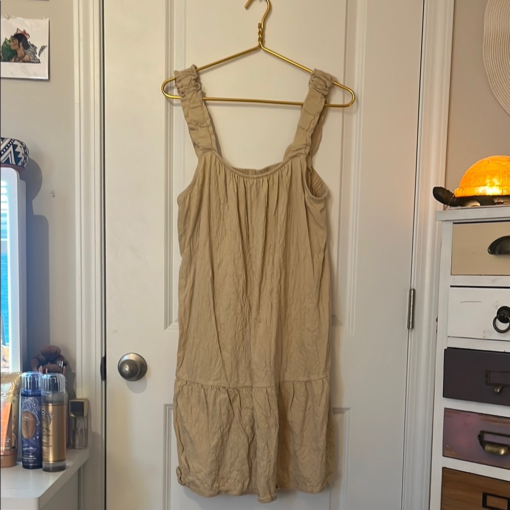 Wonderly Tan Ruffled Tiered Sundress